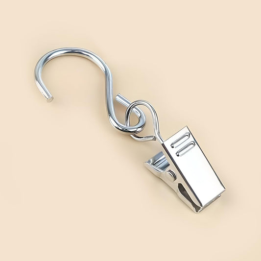 Coideal Gutter Hooks Curtain Clips, 40 Pcs Stainless Steel Patio String Light Hanging Clips Metal S Hooks for Indoor Outdoor (Silver)