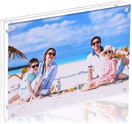 1Pack Acrylic Picture Frame,5x7 Clear Double Sided Photo Frame,Magnetic Photo Frames Desktop Display Family Baby Friends or Pet Dog Picture with Support Stand and Gift Boxes