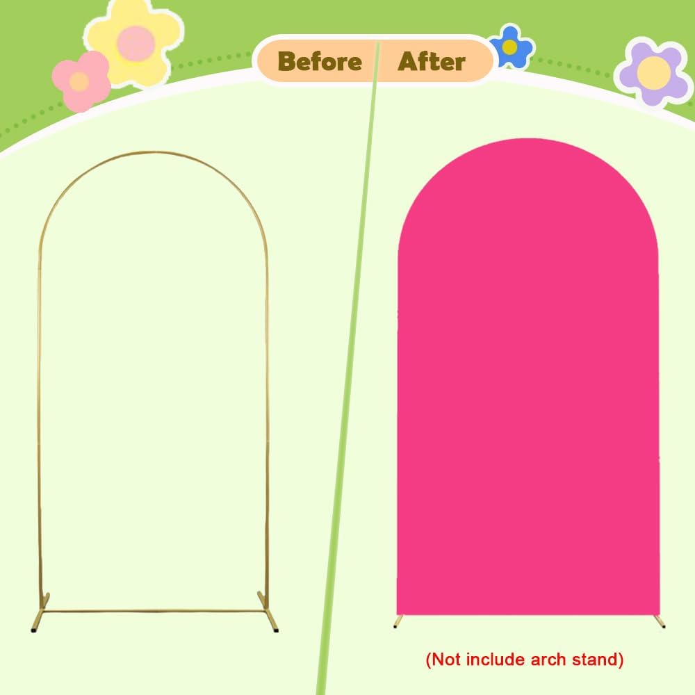 Hot Pink Arch Backdrop Wedding Arch Cover Double Sided Spandex Cover Decorations for Baby Shower Birthday Party