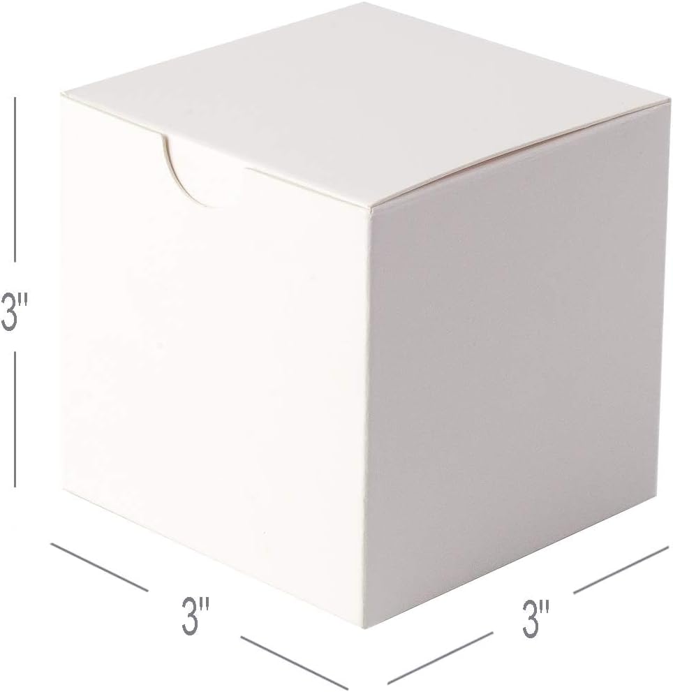 GEFTOL Small White Gift Box - 100 Pack, 3x3x3 inches, Foldable Paper Box for Bridesmaids, Proposals, Birthdays, Parties, Christmas