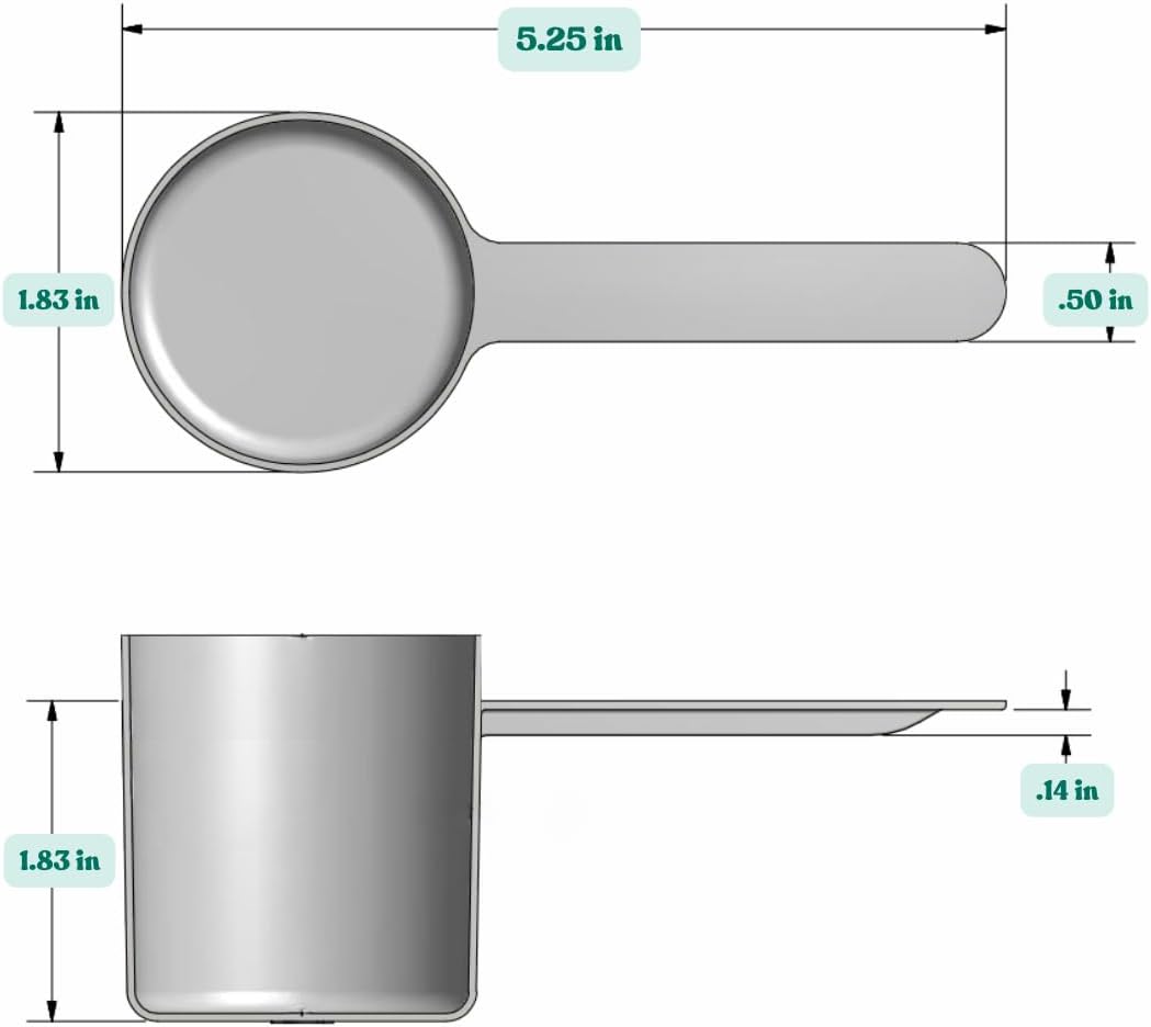 67 mL (67 CC | 2.27 Oz.) Long Handle Scoop for Measuring Coffee, Pet Food, Grains, Protein, Spices and Other Dry Goods (Pack of 5)