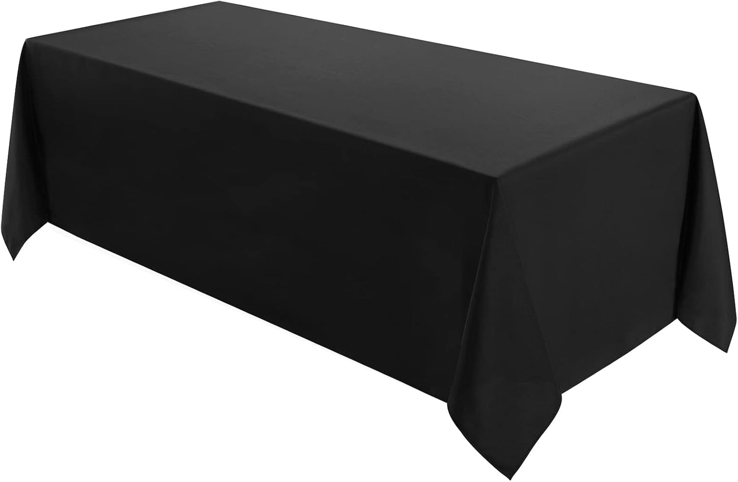 VidaFete Tablecloth 90 * 132inch Rectangle Table Cloth Polyester, Stain Wrinkle Resistant Polyester Dining Table Cover for Kitchen Dinning Party Wedding Rectangular Tabletop Buffet Decoration(Black)