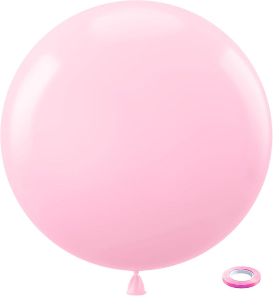 Bezente Pastel Pink Balloons 36 Inch - 8 Pack Large Thick Big Round Pink Latex Balloon for Bridal Shower Gender Reveal Wedding Graduation Anniversary Party Decoration
