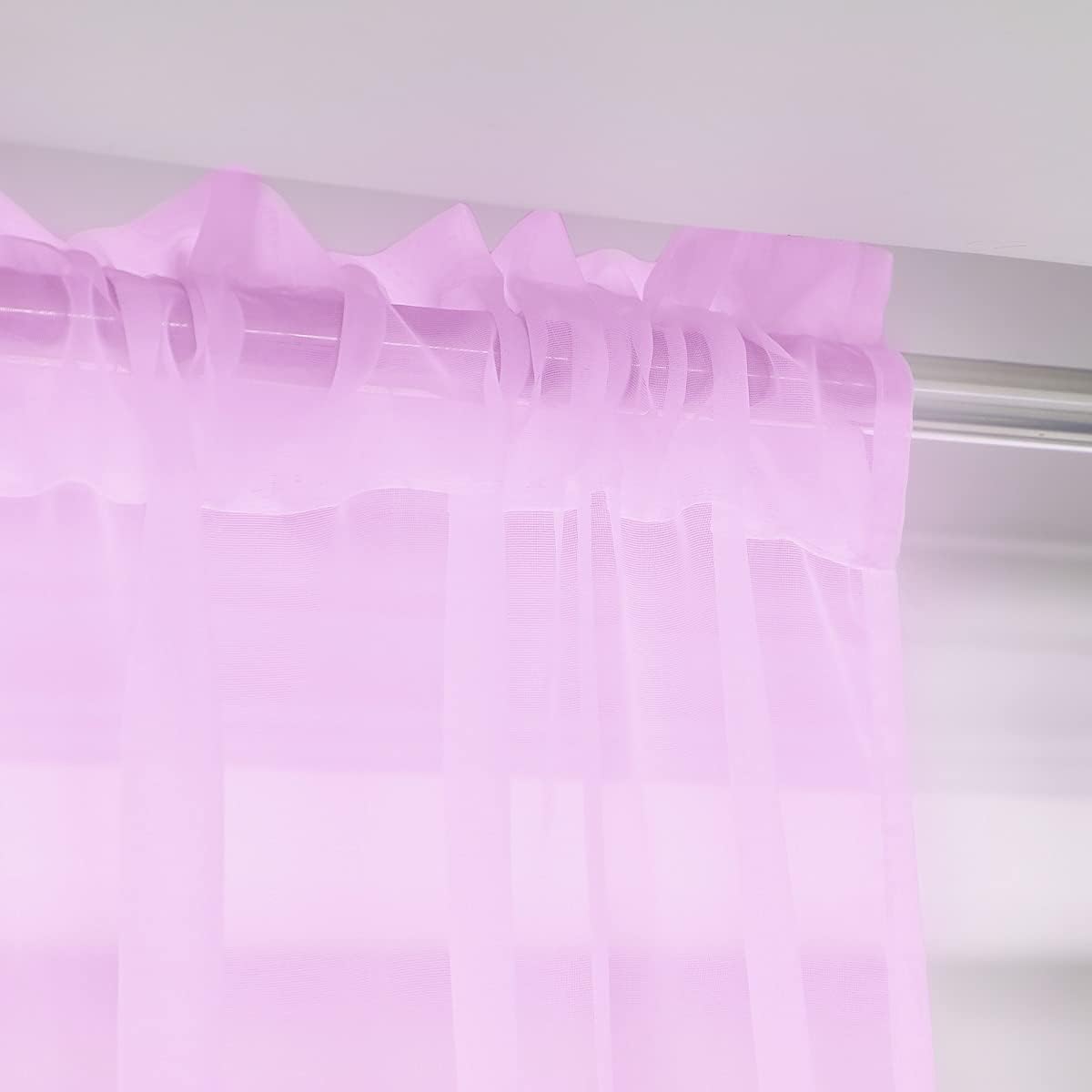 Window Pink Sheer Curtains 48 Inches Width 45 Inches Long 2 Panels Sheer Curtain Clear Curtains Basic Rod Pocket Panel for Home Living Room Bedroom Kids Room Yard Patio Parlor Sliding