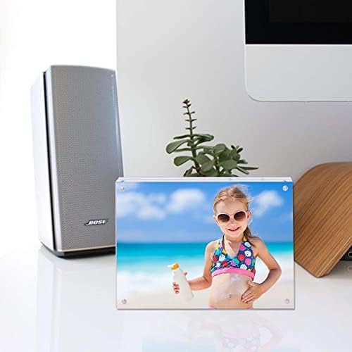 1Pack Acrylic Picture Frame,5x7 Clear Double Sided Photo Frame,Magnetic Photo Frames Desktop Display Family Baby Friends or Pet Dog Picture with Support Stand and Gift Boxes