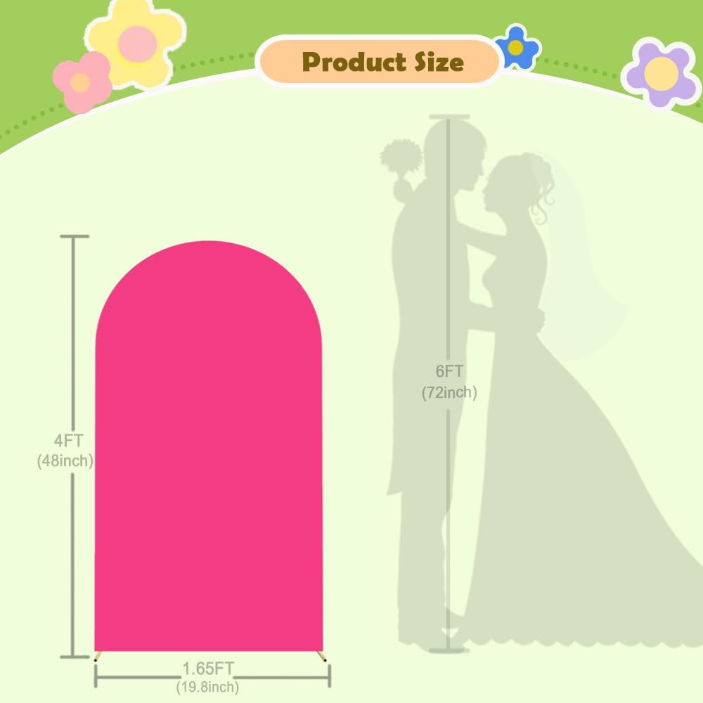 Hot Pink Arch Backdrop Wedding Arch Cover Double Sided Spandex Cover Decorations for Baby Shower Birthday Party