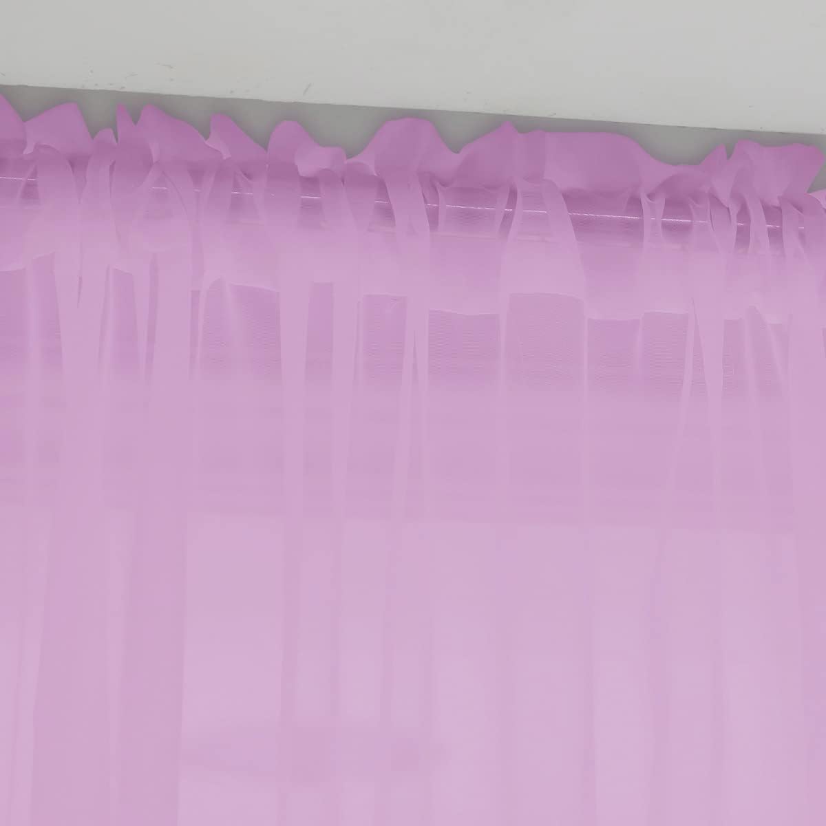 Window Pink Sheer Curtains 130 Inches Long 2 Panels Sheer Curtain Basic Rod Pocket Panel for Bedroom Children Living Room Yard Kitchen (Pink, 52" W x 130" L | 2 pcs)