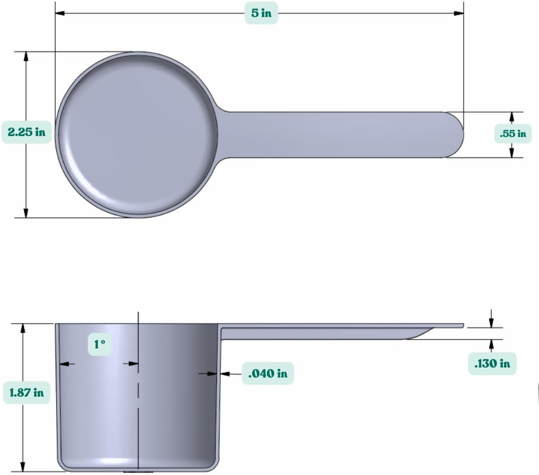 106 mL (106 CC | 3.58 Oz.) Long Handle Scoop for Measuring Coffee, Pet Food, Grains, Protein, Spices and Other Dry Goods (Pack of 5)