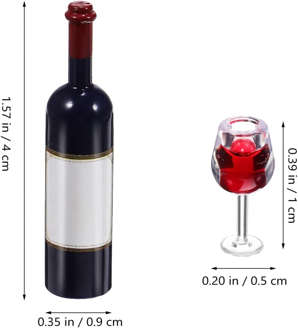 NUOBESTY Mini Bottles 18Pcs Dollhouse Champagne Set Miniature Red Wine Bottle Mini Cocktail Glasses Drink Cups for Dollhouse Decoration Mini Wine Bottles