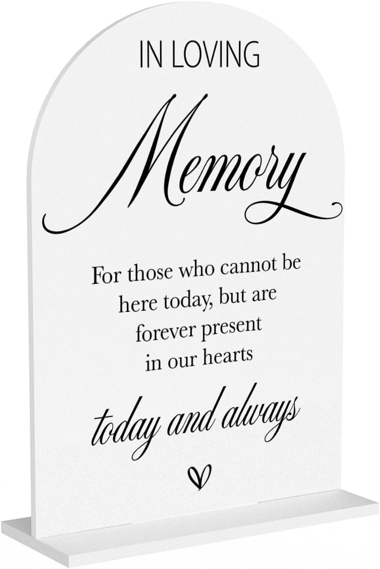 In Loving Memory Wedding Sign, In Memory Wedding Sign for Engagement Bridal Shower Decor fo Ceremony Reception, Weddings White Acrylic Sign