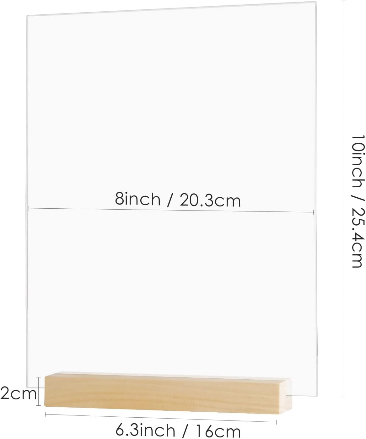 JINMURY 8x10 Inch Frosted Acrylic Sign with Holder- 6 Pack Blank Frosted Acrylic Sheets and Wood Stands, DIY Blank Table Signs for Wedding Party Reception (6 Pack 8 x10 Inch)