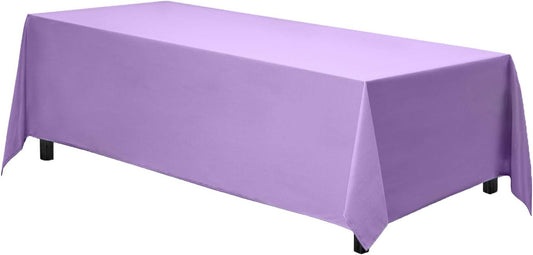 Gee Di Moda Rectangle Tablecloth - 90 x 132 Inch Lavender Table Cloth for 6 Foot Table with Floor-Length Drop - Heavy Duty Washable Fabric - 6 Ft Buffet Table, Holiday Party, Wedding & Baby Shower