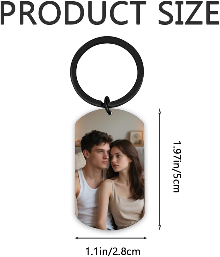 Personalised Keyring with Custom Photo & Text - Gift for Mum, Dad, Him, Her, Grandparents, Family