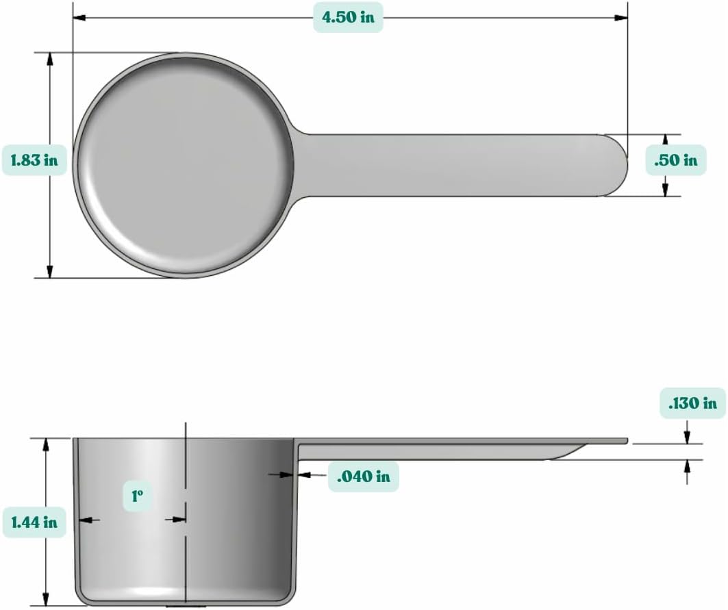 53 mL (1.8 Oz. | 3.58 Tablespoon) Long Handle Scoop for Measuring Coffee, Pet Food, Grains, Protein, Spices and Other Dry Goods (Pack of 25)