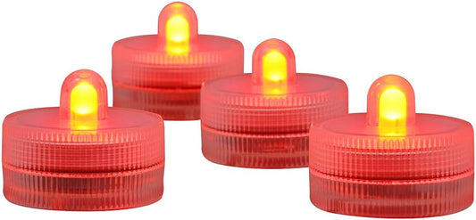 KITOSUN Submersible LED Lights cr2032 Battery Powered Underwater Waterproof LED Tea Light Candles for Events Wedding Centerpieces Vase Floral Xmas Holidays Home Decor Lighting(Pack of 12) (Red)