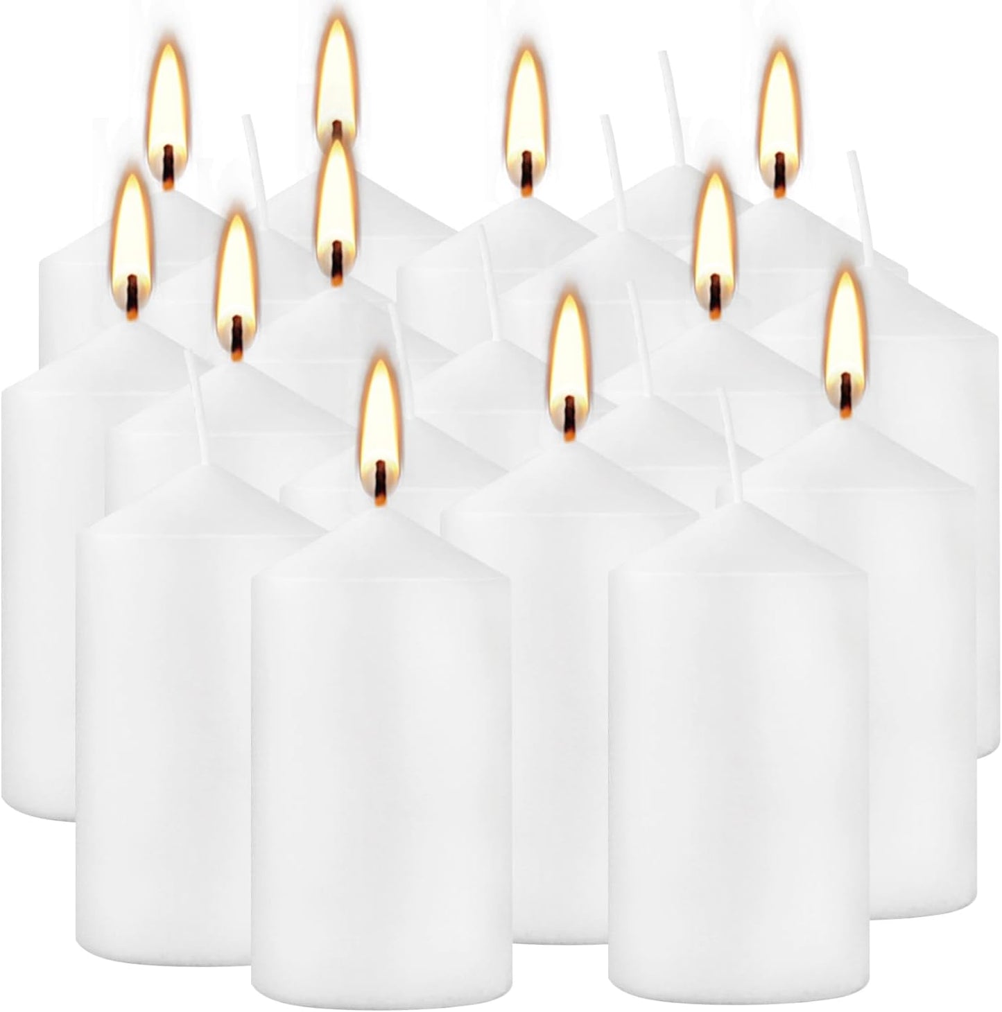 20-Pack 2 x 4 Long Burning Unscented White Tall Pillar Candles - Perfect for Home, Weddings and Special Events.