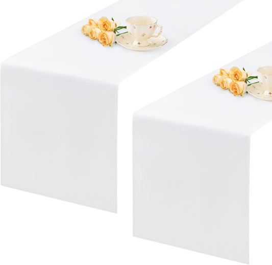 2 Pack White Table Runner 12 x 60 Inch Solid Color Farmhouse Runners Coffee Table Dresser for Daily Party Home Decoration