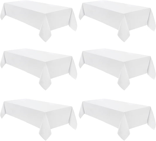 VidaFete Tablecloth 60 * 120inch 6pack Rectangle Table Cloth Polyester, Stain Wrinkle Resistant Dining Table Cover for Kitchen Dinning Party Wedding Rectangular Tabletop Buffet Decoration(White)