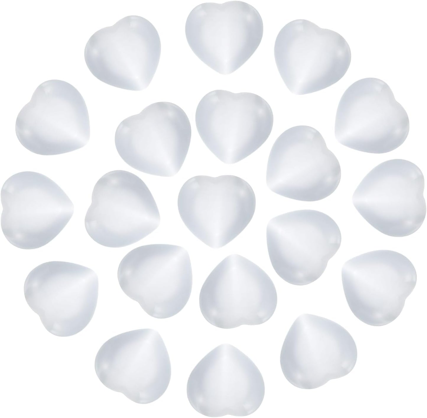 PATIKIL 20 Pcs Natural Heart Shaped Crystal Stone, 0.6 Inch Mini Polished Love Gemstone Crystal, Pocket Rock Engraved Worry Stones for Women Gifts Meditation, White