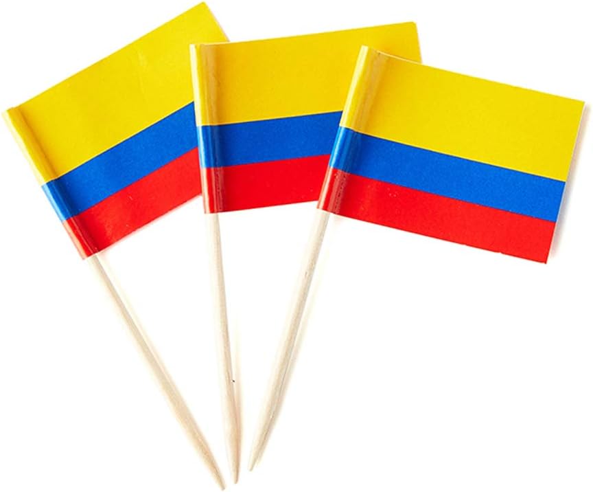Colombia Flag Colombian Flag, Small Mini Colombia Toothpick Flags for Food, Cupcakes, Cocktails, Appetizers, Bar Party Decorations