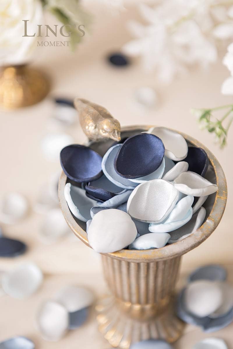 Ling's Moment Rose Petals, Silk Flower Petals for Wedding/Aisle/Flower Girl Baskets/Table Centerpiece Décor,etc.Dusty Blue Navy 200pcs