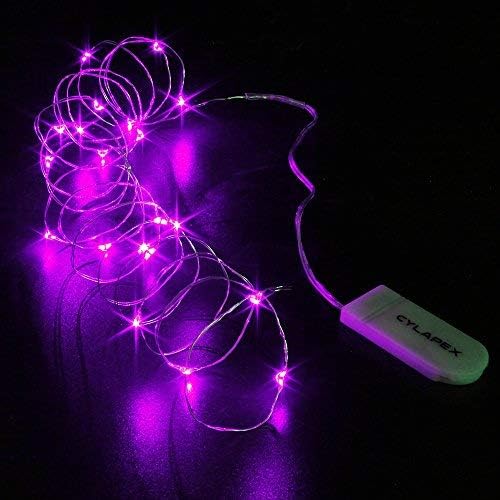 CYLAPEX 6 Pack Purple Fairy Lights String Battery Operated Fairy Lights Firefly Lights LED Starry String Lights 3.3ft 20 LEDs Silvery Copper Wire for Christmas DIY Decoration Costume Wedding Party