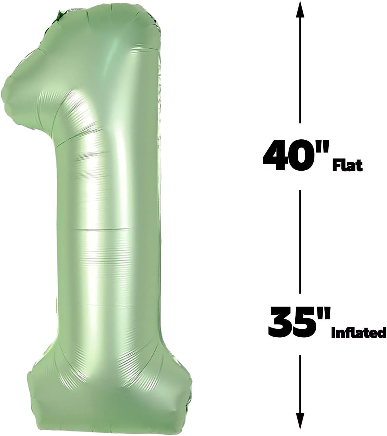 Sage Green Number 1 Balloon 40 inch, Number 1 Birthday Balloons for Boy Girl, Oliver Green Foil One Balloon for 1st 10 11 12 16 18 Birthday Party, Anniversary Celebration Numbers Decorations