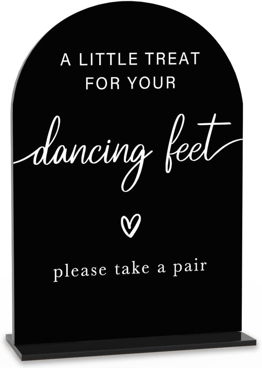 Acrylic Wedding Sign Wedding Signs for Ceremony A Little Treat for Your Dancing Feet Sign for Wedding Modern Calligraphy Arch Acrylic Table Top Sign for Wedding Reception and Event Party Table(black）