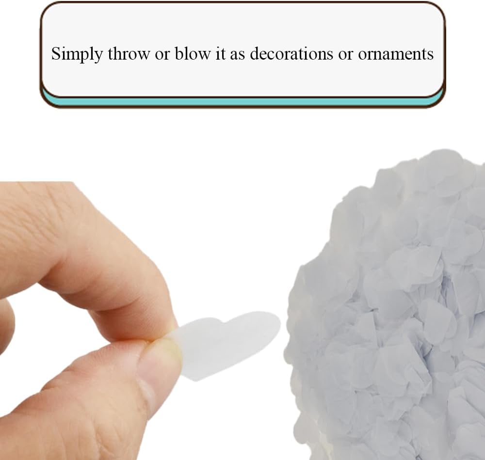 HAHIYO 0.78Inch White Heart Tissue Paper Confetti Table Decoration Confetti Dot Pastel Bulk Table Scatter Confetti Paper for Packaging Wedding Bachelorette Shower Birthday Party, 6000PCs