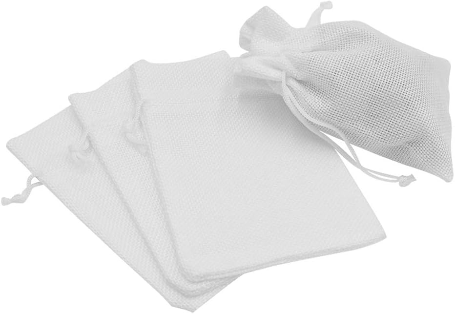 20Pcs Burlap Bags with Drawstring, 3.9 x 5.5 inch White Small Linen Gift Bags Jewelry Pouches Sacks for Christmas, Wedding Favors, Party, DIY Craft