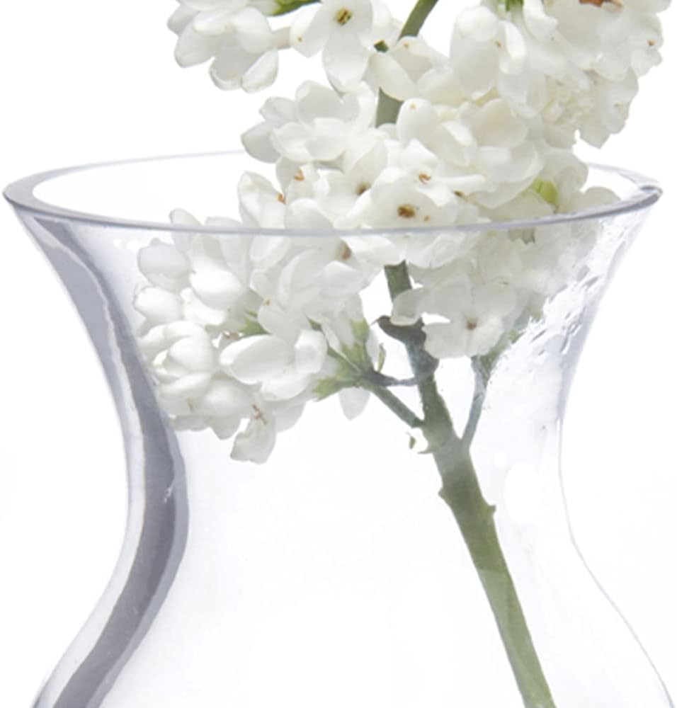 CHIVE ‘George’ Glass Bottle Flower Vases — Set of 6 — Small, Elegant Clear Glass Bud Vases — Bulk Pack for Home Decor & Table Centerpieces — Shape 4 (Oval, 4” Tall, 3” Wide)