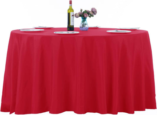Ascoza 2pack 108 Inch Red Round Tablecloth in Washable Polyester Fabric for Wedding/Banquet/Restaurant/Parties…