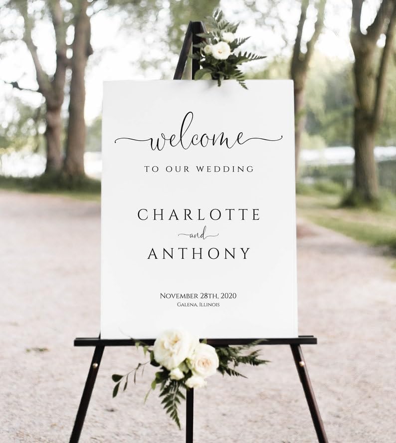 Wedding Welcome Sign, Welcome to our Wedding Sign, Minimalist Wedding Sign, Personalized Wedding Welcome Sign
