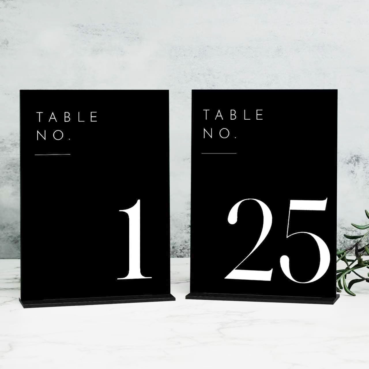 JINMURY Black Wedding Table Numbers 1-25 with Stands, 5"x7" Black Acrylic Table Numbers with White Font, Perfect for Wedding Party Reception(1-25, 5"x7")
