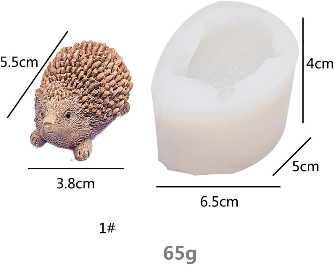 Cute 3D Hedgehog Scented Candle Mold 2 Pack Hedgehog Mold Silicone Mold for Candles Home Decoration Silicone Mold for Resin Hedgehog Resin Mold Cartoon Mold Animal Resin Mold