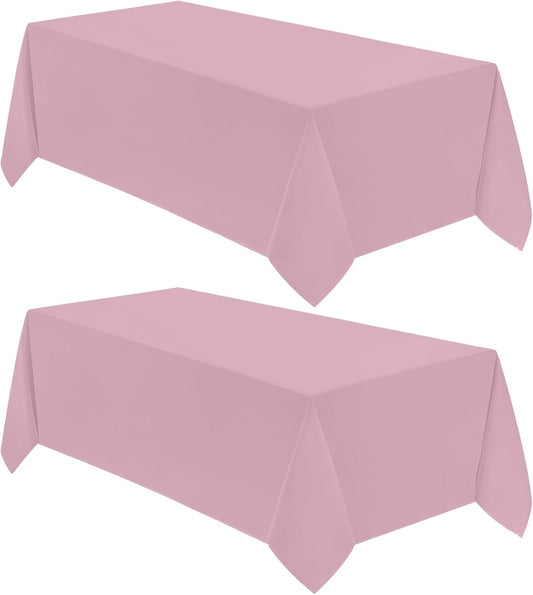 VidaFete Tablecloth 2 Pack 90 * 156inch Rectangle Table Cloth Polyester, Stain Wrinkle Resistant Polyester Dining Table Cover for Kitchen Dinning Party Wedding Rectangular Buffet Decoration(Pink)