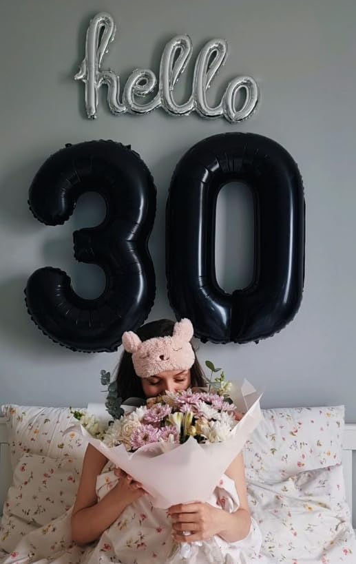 Black 40 Inch 30 Number Balloons, Balloon Decorations for 30 Birthday, Foil Giant 30 Birthday Graduations Anniversary Party