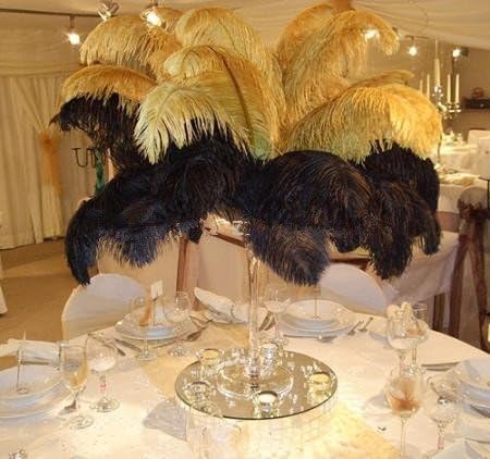 KOLIGHT 40pcs 12''~14''(30~35cm) Natural Ostrich Feathers for DIY Home Wedding Party Office Decoration (Gold)