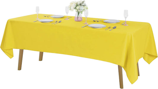 Rectangle Tablecloth 60x102 inch Washable Polyester Fabric Table Cloth for Wedding Party Dining Banquet Decoration（60x102, Yellow）