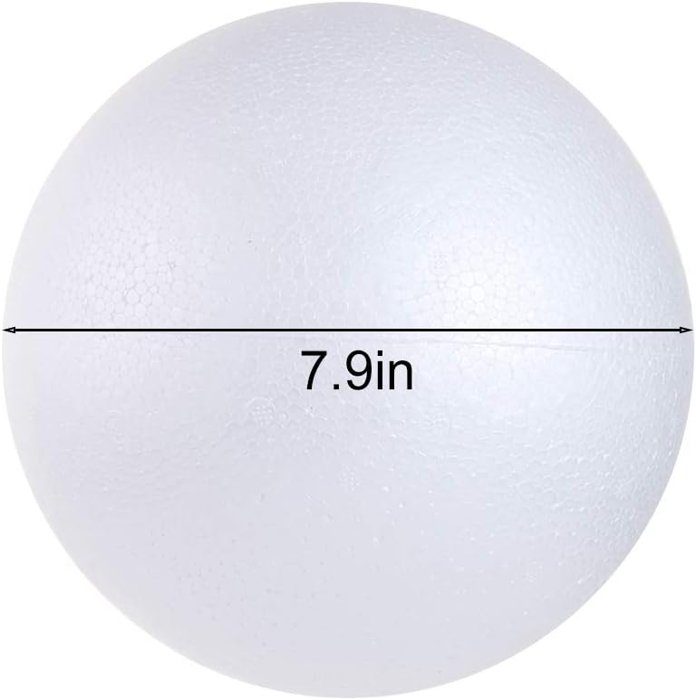 2PCS 7.9 Inch White Foam Balls Polystyrene Craft Balls Foam Balls for Art, Craft, Household, School Projects and Christmas Easter Party Decorations