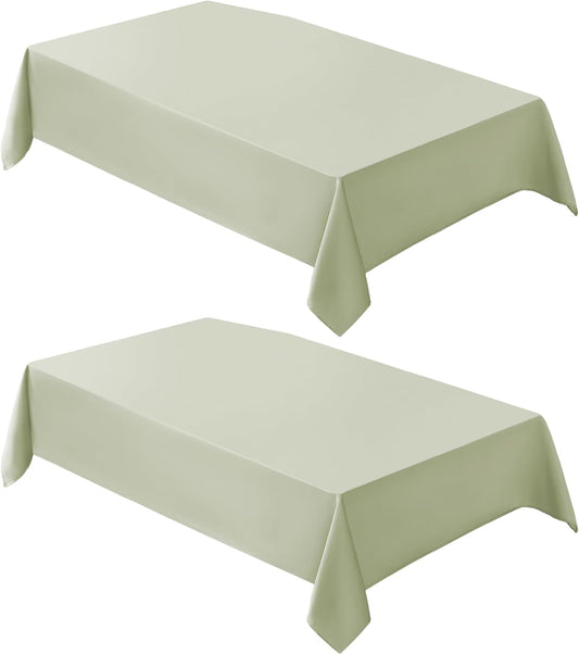 VidaFete Tablecloth 2 Pack 60 * 102inch Rectangle Table Cloth Polyester, Stain Wrinkle Resistant Polyester Dining Table Cover for Kitchen Dinning Party Wedding Tabletop Buffet Decoration(Sagegreen)