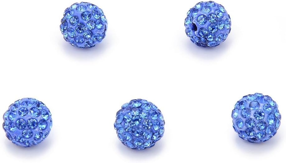 50pcs Adabele Grade A Suncatcher Crystal Rhinestone Pave Loose Beads 8mm Light Sapphire Blue Polymer Clay Disco Ball Spacers Compatible with Shamballa All Craft Jewelry Making DB8-14