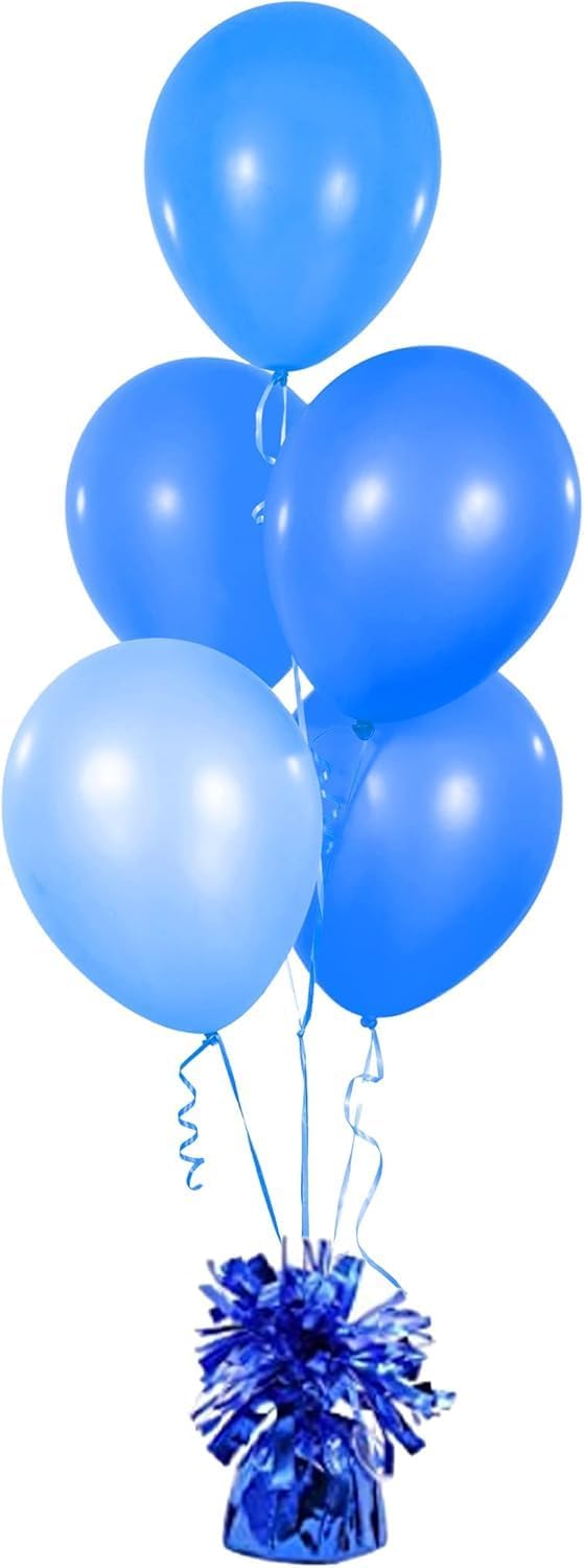 Metallic Balloon Weights, Birthday Party Favors, Novelty and Gag Gifts, 5.5" Inches, 6-Pack (Blue)