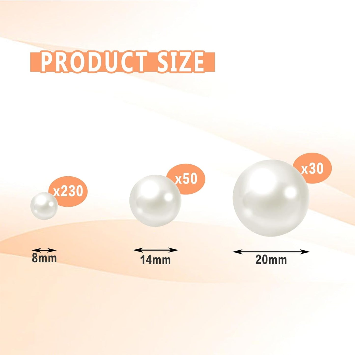 300Pcs Vase Filler Ivory No Hole Faux Pearl Beads for Vase Filling Decorations, Candle Centerpieces, Wedding Centerpieces, Home Party Decor (8/14/20mm)