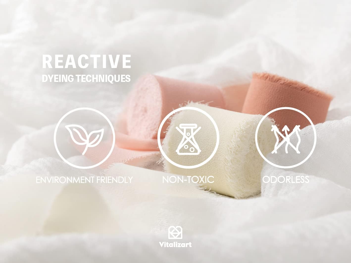 Vitalizart Chiffon Silk Ribbon 1 1/2 Inch x 75 Yd Handmade Frayed Edge Assorted Ribbons for Gift Wrapping Bridal Bouquets Baby Shower Wedding Invitations