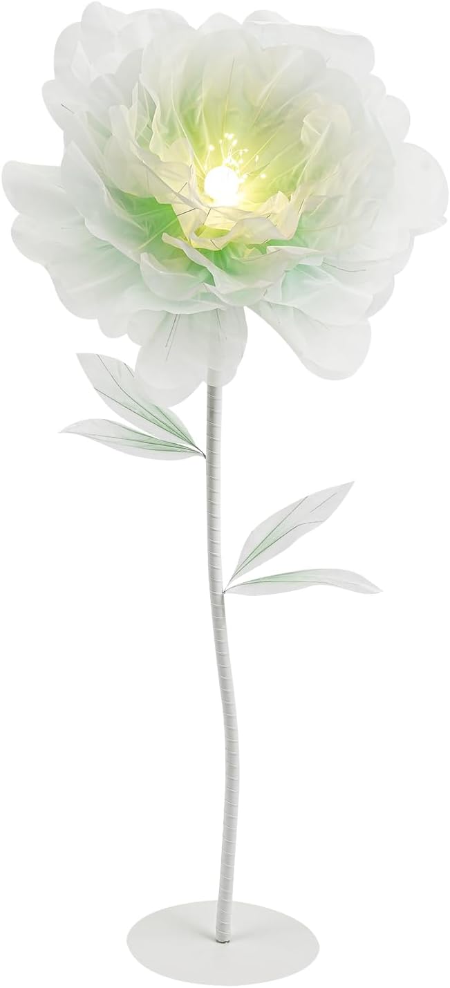 Wedding Giant Electric Artificial Flower, Auto Blooming Artificial Flowers with Lights, Large Peony Electric Flower Decor with Auto Open/Close for Home Wedding Party Decoration, Green