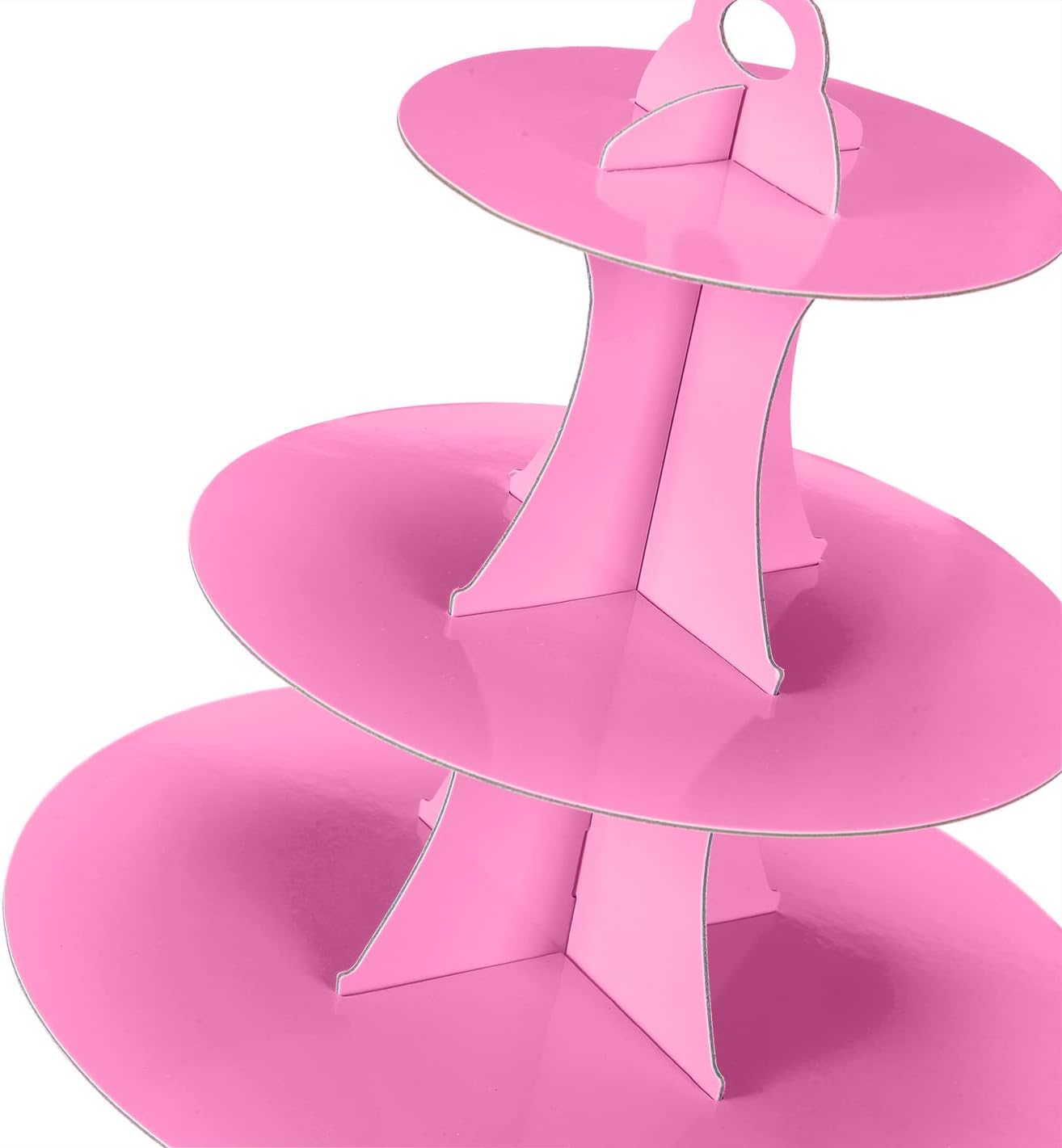 2Pcs 3-Tier Cupcake Stand, Cake Stand holder, Tiered DIY Cupcake Stand Tower for Dessert Table Displays, Birthday Theme Party Favors Decoration, Floral Tea Party, 12" W x 12.8" H, Pink