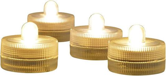 Halloween Lights Submersible LED Lights cr2032 Battery Powered Underwater Waterproof LED Tea Light for Events Wedding Centerpieces Vase Floral Xmas Home Decor Lighting(Pack of 12) (Warm White)