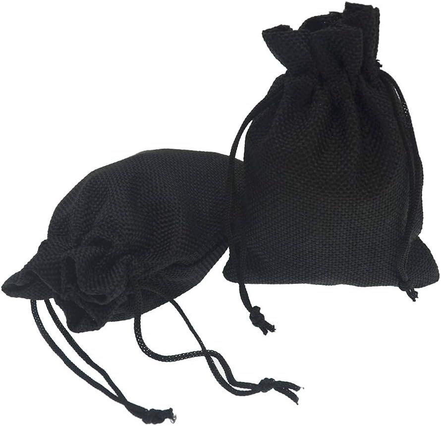 20pcs Burlap Drawstring Gift Bags, 3.9 x 5.5 Black Linen Pouches Candy Jewelry Party Halloween Wedding Favor Bags