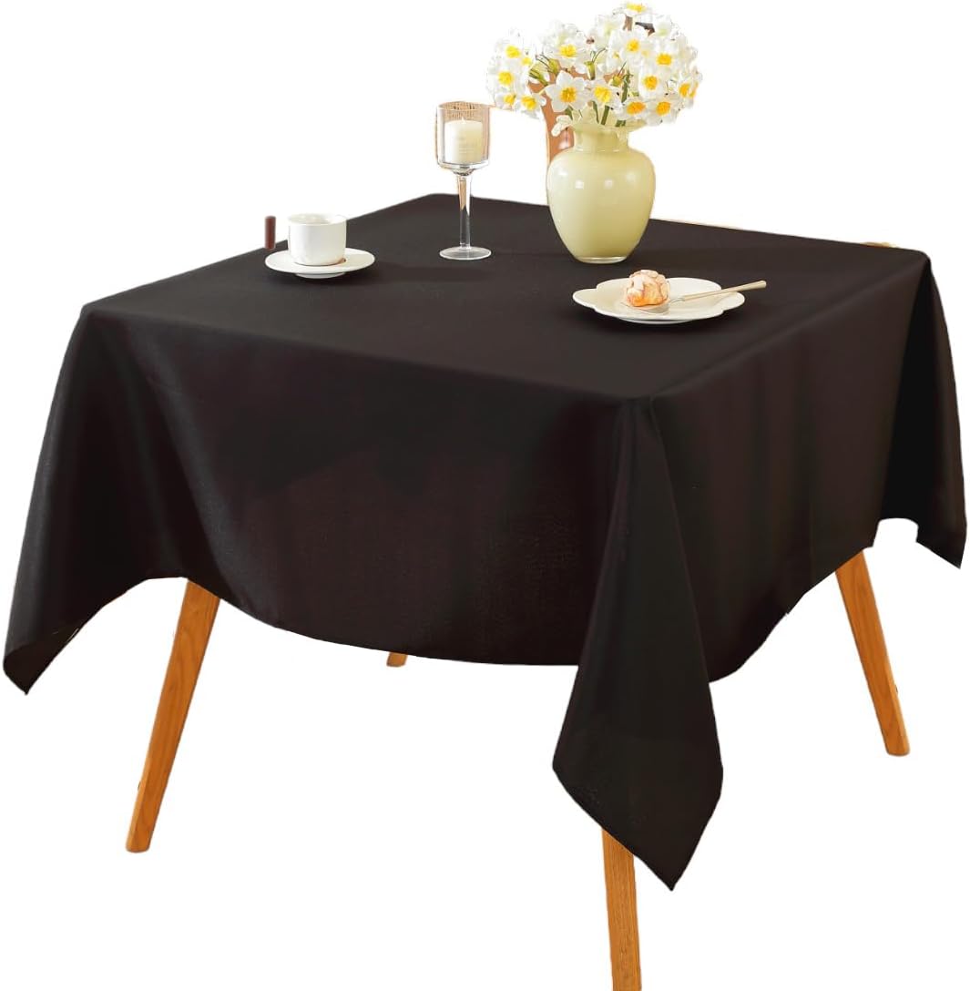 Craft And Party Square Tablecloth, 70 x 70 Inch Black Tablecloth, Polyester Fabric Washable Table Cloth for Home, Party, Wedding or Restaurant Use.